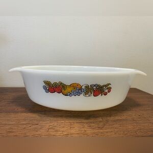 Vintage Anchor Hocking Fire King Nature’s Bounty Oval Serving Bowl Dish